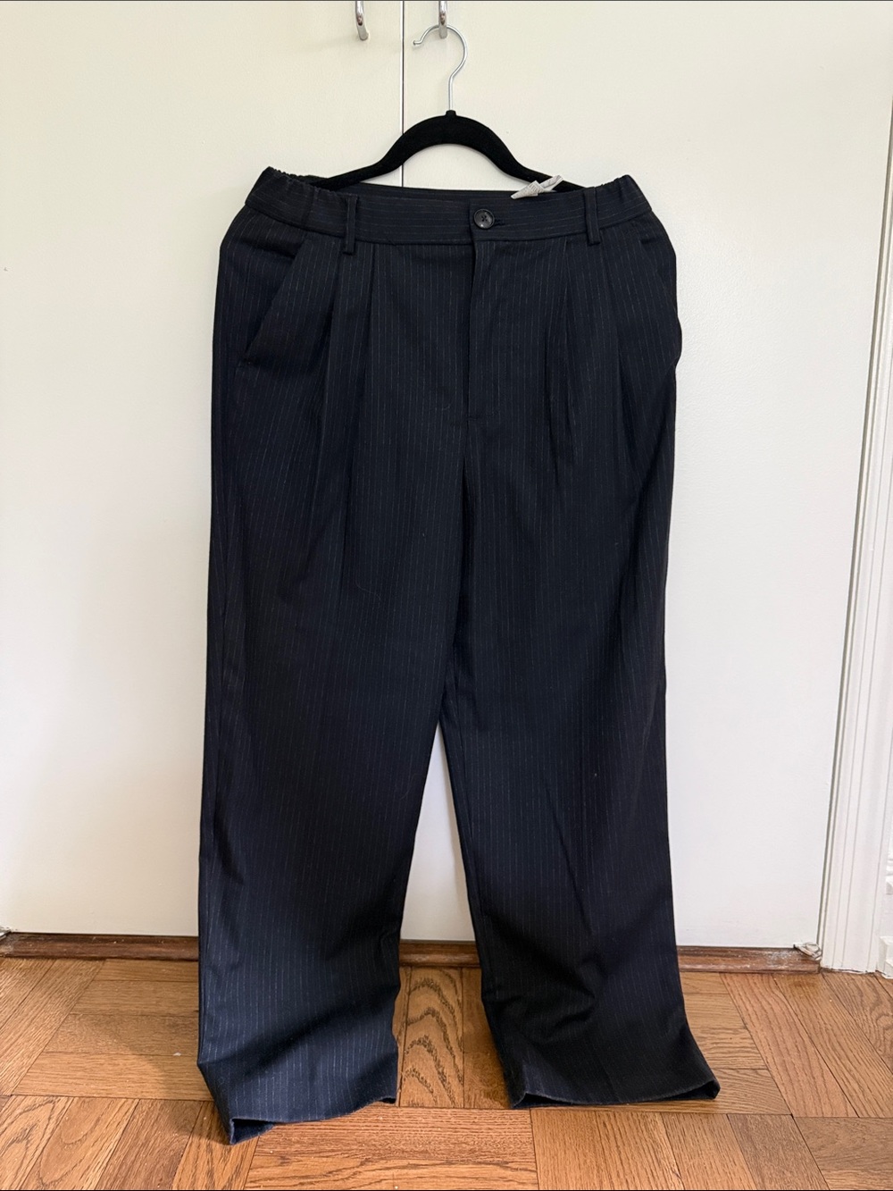 Zara Pinstripe Pants with Navy and White, XS!